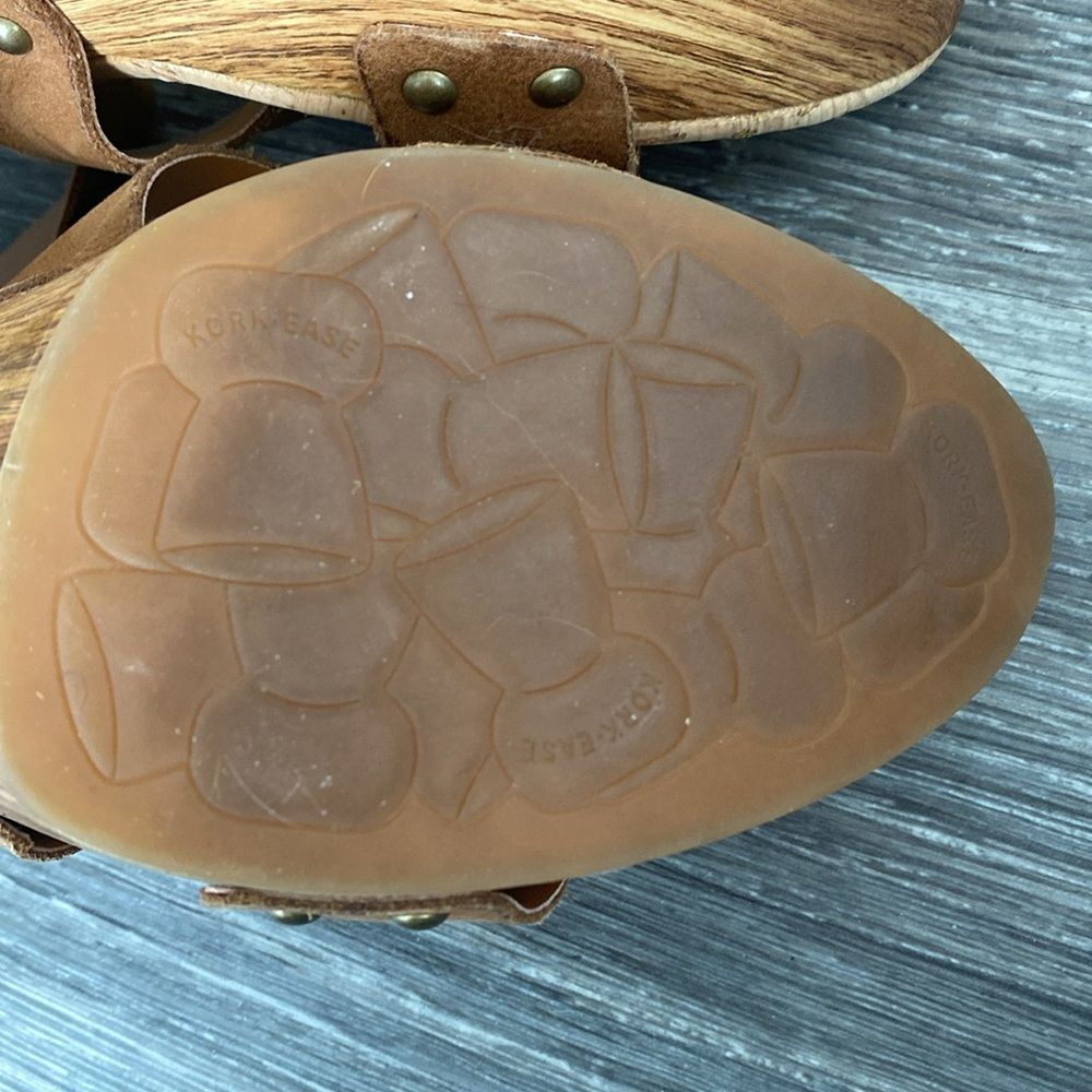 Kork-Ease Tan Leather Platform Sandals Sz 10 Straps Boho Coastal Beach Vacation - Picture 7 of 12